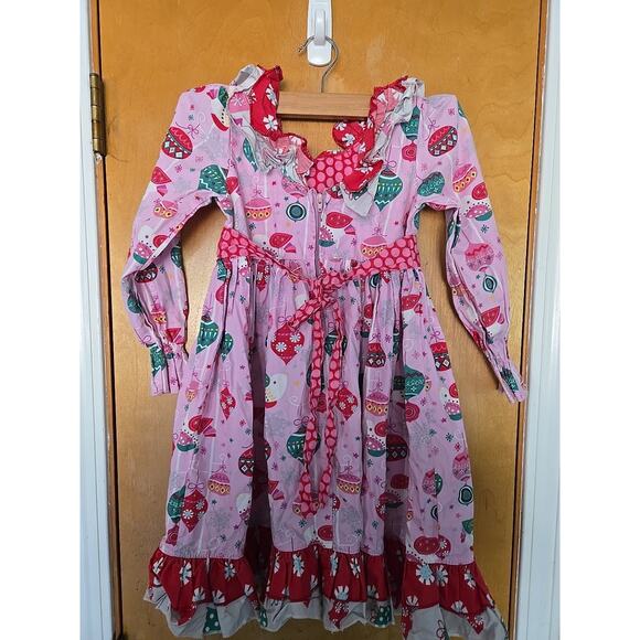 Jelly The Pug Dress Noel Ornament Meghan Tea Party Ruffle Size 6 Girl - Picture 3 of 4